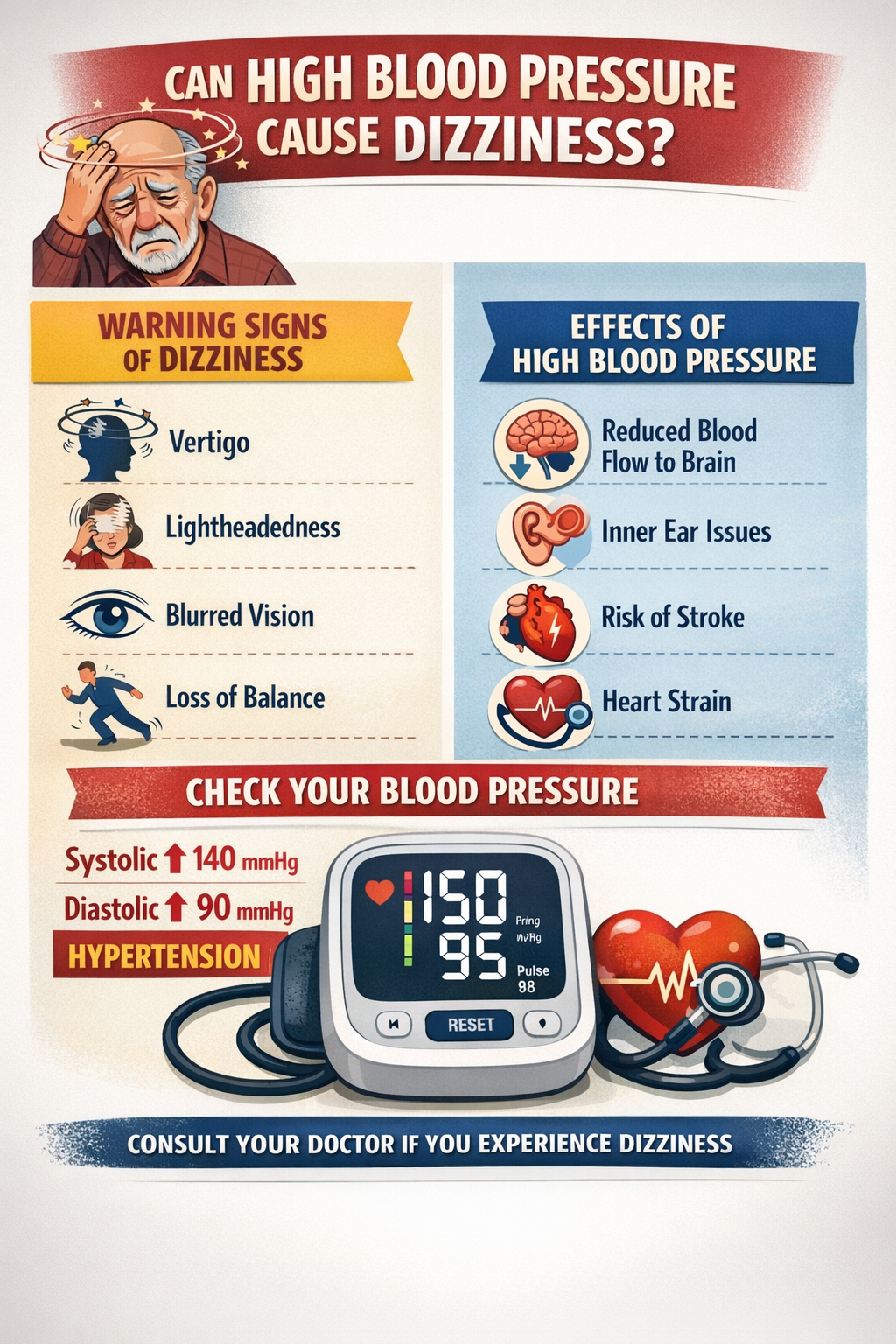 can high blood pressure cause dizziness warning signs and blood pressure infographic