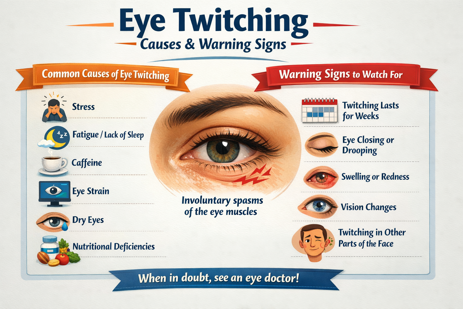 why does my eye keep twitching causes and warning signs infographic