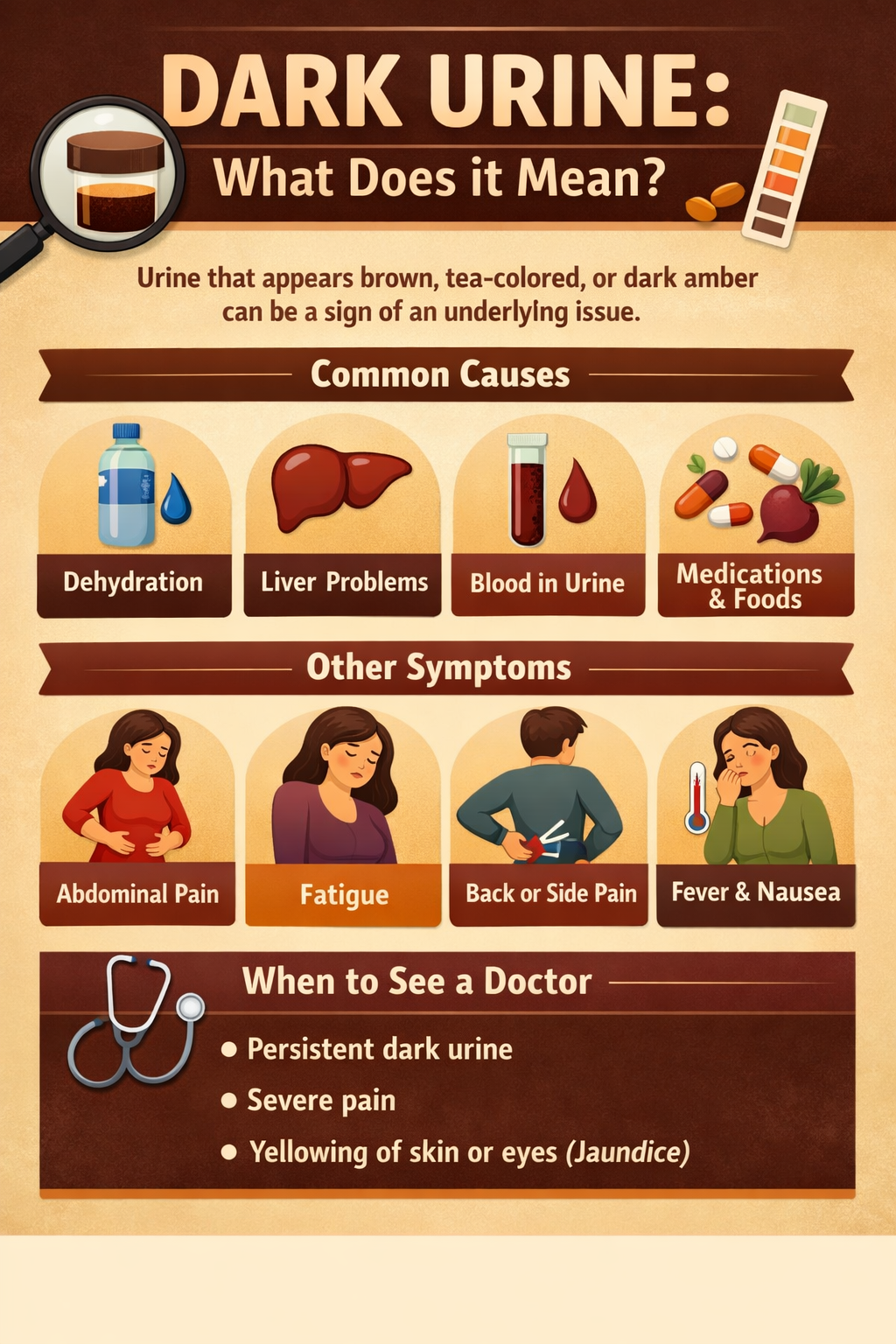 Dark urine meaning infographic
